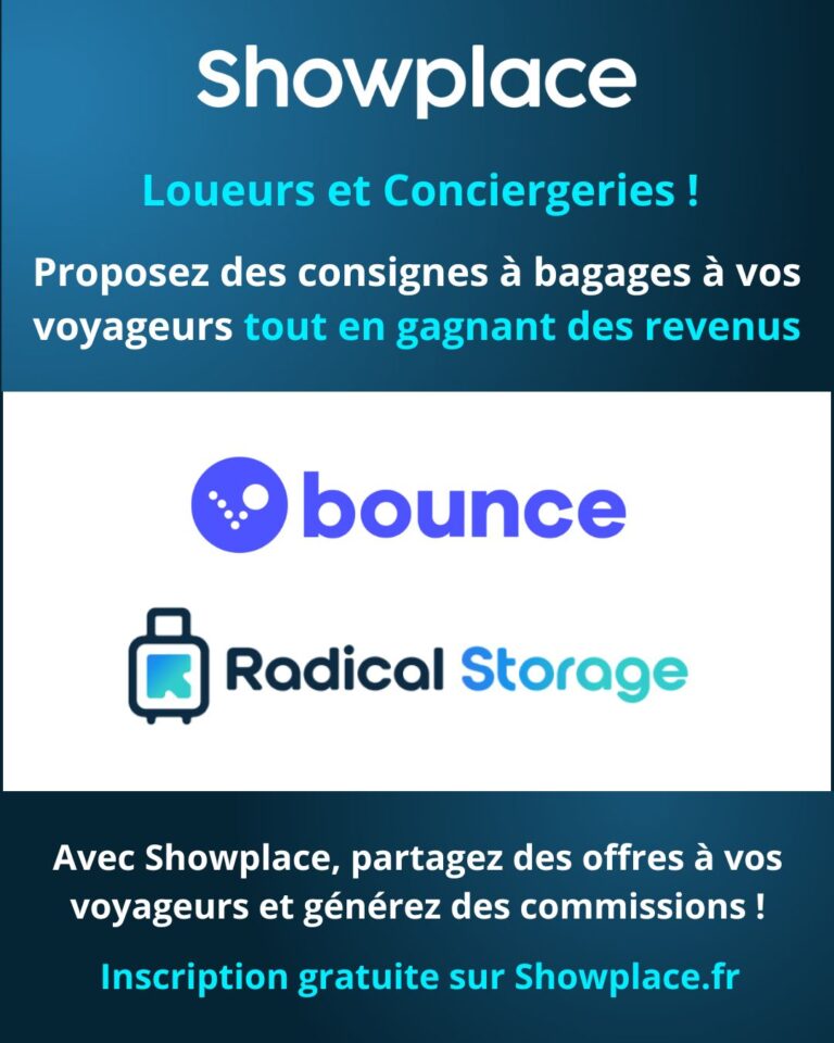 💼 𝗣𝗿𝗼𝗽𝗼𝘀𝗲𝘇 𝘂𝗻 𝘀𝗲𝗿𝘃𝗶𝗰𝗲 𝗱𝗲 𝗯𝗮𝗴𝗮𝗴𝗲𝗿𝗶𝗲 𝗮̀ 𝘃𝗼𝘀 𝘃𝗼𝘆𝗮𝗴𝗲𝘂𝗿𝘀 !
💶 𝗧𝗼𝘂𝘁 𝗲𝗻 𝗴𝗮𝗴𝗻𝗮𝗻𝘁 𝗱𝗲𝘀 𝗿𝗲𝘃𝗲𝗻𝘂𝘀 !
📢 @goshowplace vous permet de partager des offres à vos voyageurs tout en générant des commissions facilement.
🤝 Grâce à nos partenaires, @bounce et @radicalstorage proposez à vos voyageurs des consignes à bagages près de vos hébergements.
✅ Accédez à des offres rémunérées à partager à vos voyageurs sur votre compte Showplace : parc d’attraction, remise sur les courses, forfait eSim, location de bateau, de ski, de transport…
➡️ Inscription gratuite et sans engagement sur Showplace.fr