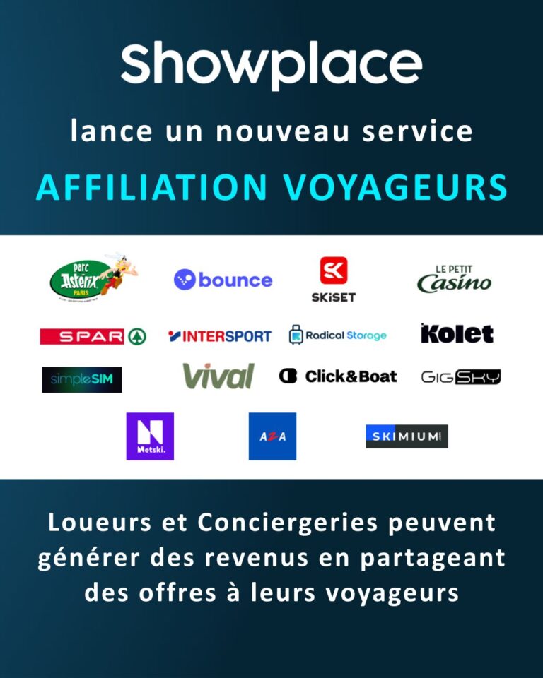 𝗟𝗔𝗡𝗖𝗘𝗠𝗘𝗡𝗧 𝗗𝗘 𝗟’𝗔𝗙𝗙𝗜𝗟𝗜𝗔𝗧𝗜𝗢𝗡 𝗩𝗢𝗬𝗔𝗚𝗘𝗨𝗥𝗦
📢 Les loueurs génèrent des revenus avec des offres pour leurs voyageurs !
🔎 Nos loueurs et conciergeries peuvent à présent partager les offres de leur choix à leurs voyageurs.
💰 Les loueurs gagnent des commissions à chaque achat de leurs voyageurs.
🥰 Les voyageurs font des économies grâce aux loueurs.
🤝 Parcs d’attractions, services de bagagerie, remises sur les courses, forfaits eSim, locations de bateau, de ski, de transport…
✅ Une dizaine d’offres sont disponibles pour nos +90.000 hébergements et d’autres s’ajouteront.

Pour rappel, Showplace offre gratuitement en permanence aux Loueurs et Conciergeries des :
💶 Remises exclusives
🎁 Produits offerts
📱 Livret d'accueil digital
🎯 Boutique en ligne
🔖 Revenus sur des offres voyageurs
➡️ Rejoignez Showplace !