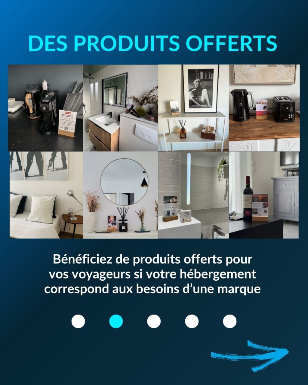 Showplace vous offre 5 services gratuitement, au choix et sans engagement :
🔖 Accédez à des remises pour tous vos achats
🎁 Profitez de produits offerts pour vos hébergements et voyageurs
🔖 Générez des revenus en partageant des offres à vos voyageurs
📱 Créez vos livrets d'accueil digitaux
💵 Créez les boutique en ligne de vos hébergements